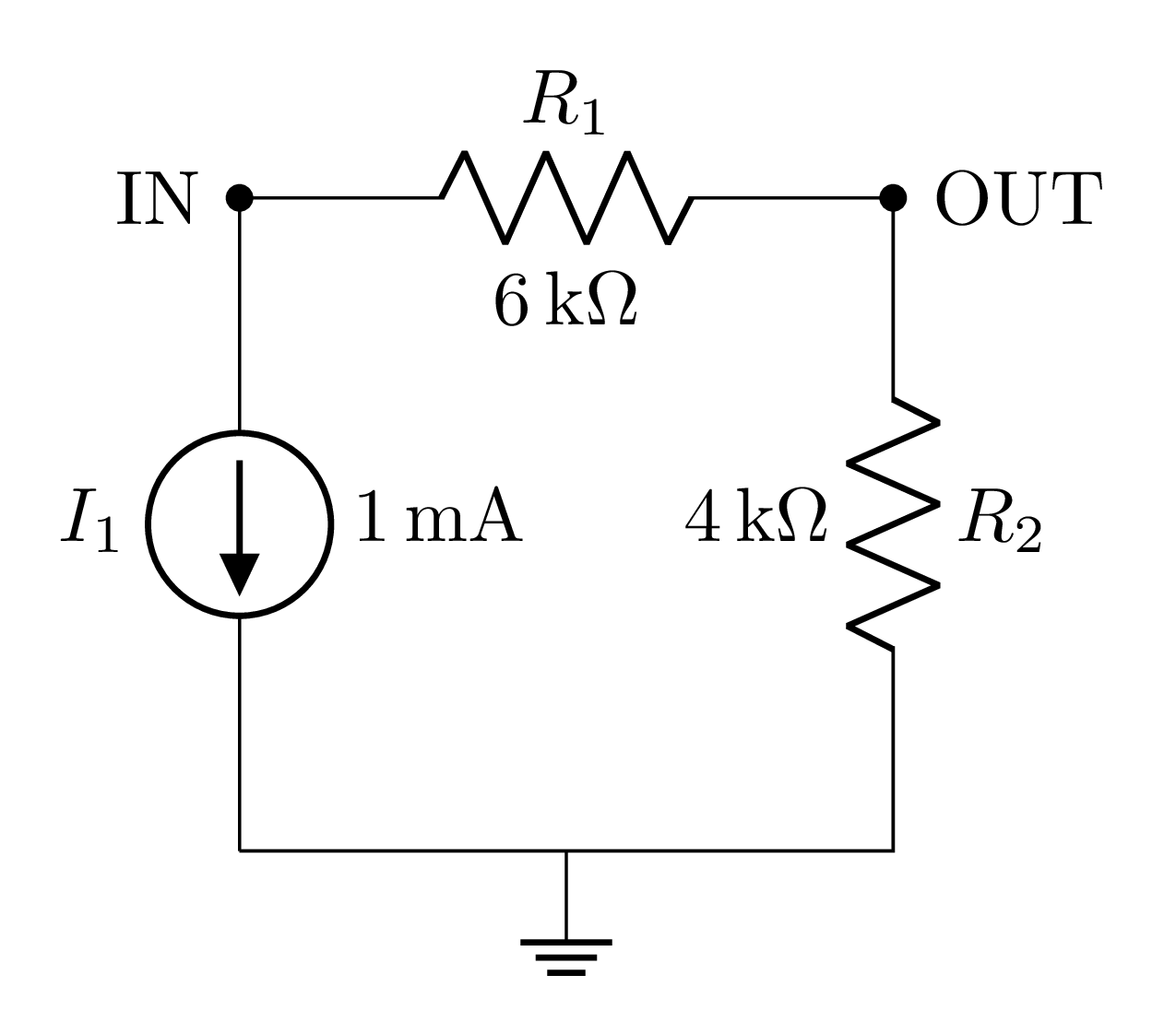 Source with current pointed to GND